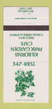 Matchbook Cover - Kilborns Park Garden Cafe Petoskey MI 30 Strike