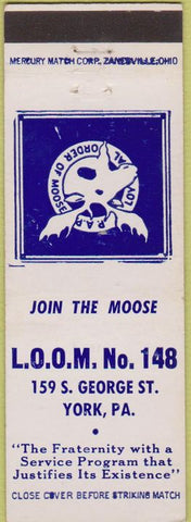 Matchbook Cover - Matchbook Cover Moose Lodge York PA