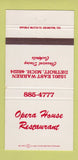Matchbook Cover - Opera House Restaurant Detroit MI 30 Strike