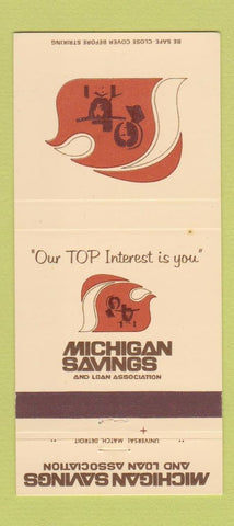 Matchbook Cover - Michigan Savings Loan Ann Arbor Canton Battle Creek 30 Strike