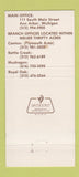 Matchbook Cover - Michigan Savings Loan Ann Arbor Canton Battle Creek 30 Strike