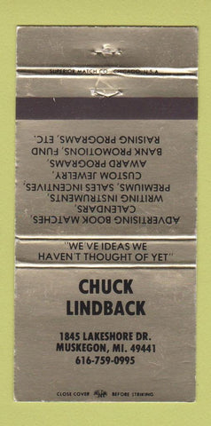 Matchbook Cover - Chuck Lindback Advertising Muskegon MI WEAR 30 Strike