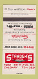 Matchbook Cover - Standen's Frame Alignment Calgary AB WEAR 30 Strike