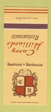 Matchbook Cover Carey Hilliard's Restaurants Savannah GA Charleston SC 30 Strike