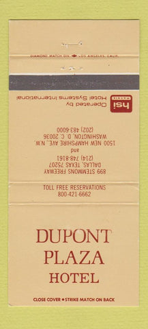 Matchbook Cover - Dupont Plaza Hotel Washington DC Dallas TX 30 Strike
