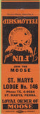 Matchbook Cover - Matchbook Cover Moose Lodge St Marys PA