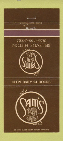 Matchbook Cover - Sam's Bar Grill Bellevue Hilton WA 30 Strike