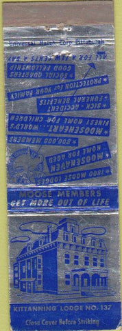 Matchbook Cover - Matchbook Cover Moose Lodge Kittanning PA WORN
