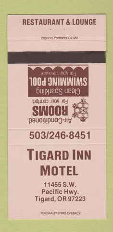 Matchbook Cover - Tigard Inn Motel Tigard OR 30 Strike