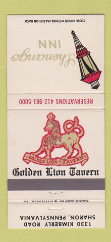 Matchbook Cover - Shenango Inn Sharon PA Golden Lion Tavern 30 Strike