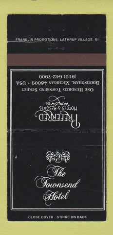 Matchbook Cover - Townsend Hotel Birmingham MI 30 Strike