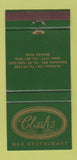 Matchbook Cover - Clark's Bar Argentina Sarmiento Junin Buenos Aires 30 Strike