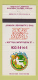 Matchbook Cover - Bocca D'Oro Restaurant Italian Montreal QC 30 Strike