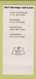 Matchbook Cover - Fort Savings Atkinson Elkhorn Edgerton Jefferson WI 30 Strike