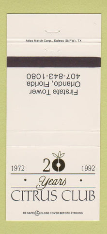 Matchbook Cover - Citrus Club Orlando FL 1992 30 Strike