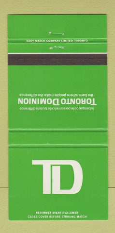 Matchbook Cover - Toronto Dominion Bank ON 30 Strike