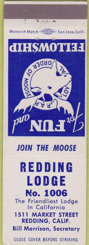 Matchbook Cover - Matchbook Cover Moose Lodge Redding CA
