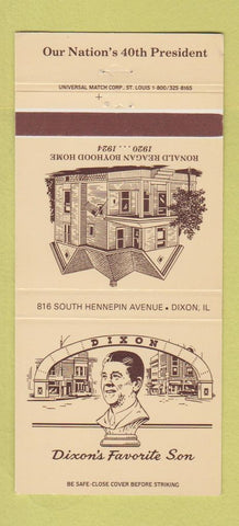 Matchbook Cover - Dixon National Bank IL Ronald Reagan 30 Strike
