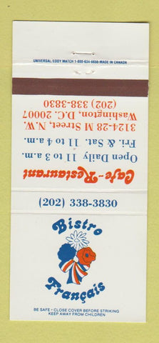 Matchbook Cover - Bistro Francais French Washington DC 30 Strike