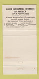 Matchbook Cover - Allied Industrial Workers Milwaukee WI 30 Strike