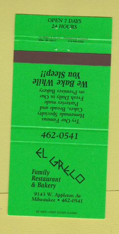 Matchbook Cover - El Greco Restaurant Bakery Milwaukee WI 30 Strike