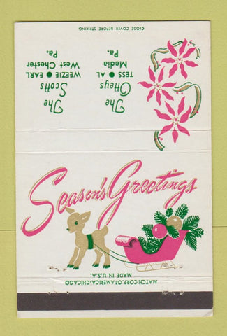 Matchbook Cover - The Otteys Media PA Christmas Match Collectors 40 Strike