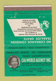 Matchbook Cover - Cal World Agency Van Nuys Sherman Oaks CA 40 Strike