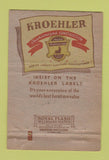 Matchbook Cover - Kroehler Furniture Barrow Phillips Odessa TX WEAR 40 Strike