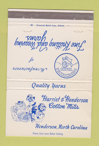 Matchbook Cover - Harriet Henderosn Cotton Mills Henderson NC 40 Strike