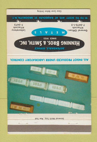 Matchbook Cover - Henning Bros Metals Brooklyn NY 40 Strike
