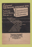 Matchbook Cover - Texas Concrete Block Abilene Lubbock Midland TX 40 Strike