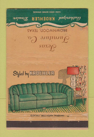 Matchbook Cover - Kroehler Furniture Brownwood TX 40 Strike