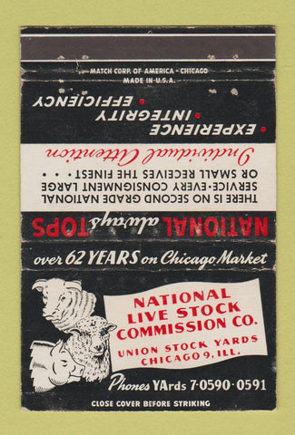 Matchbook Cover National Livestock Commission Chicago IL WORN 40 Strike