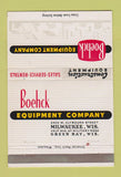 Matchbook Cover - Boehck Equipment Milwaukee Green Bay WI 40 Strike