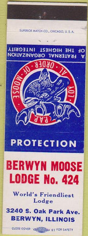 Matchbook Cover - Matchbook Cover Moose Lodge Berwyn IL