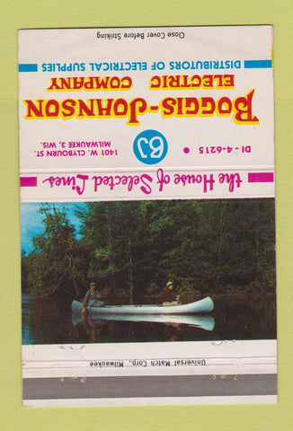 Matchbook Cover - Boggis Johnson Electric Milwaukee WI 40 Strike
