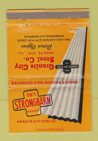 Matchbook Cover - Granite City Steel IL WEAR 40 Strike
