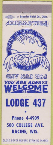 Matchbook Cover - Matchbook Cover Moose Lodge Racine WI