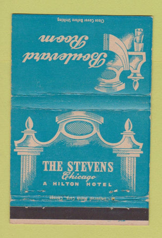 Matchbook Cover - Stevens Hotel Chicago IL Hilton Boulevard Room 40 Strike