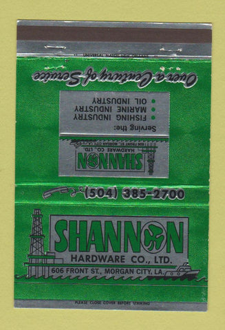 Matchbook Cover - Shannon Hardware Oil Well Morgan City LA 40 Strike