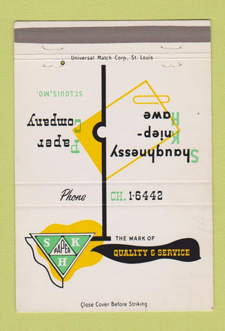 Matchbook Cover - Shaughnessy Kniep Hawe Paper St Louis MO 40 Strike