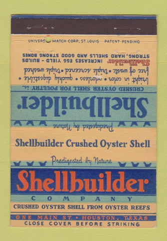 Matchbook Cover - Shellbuilder Crusted Oyster Shell Houston TX 40 Strike