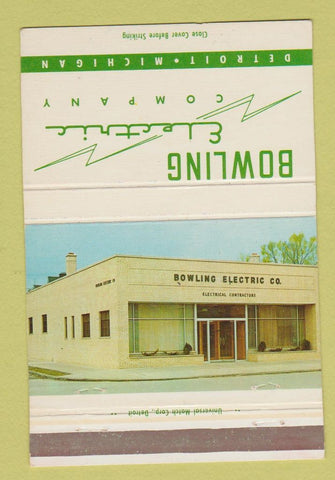 Matchbook Cover - Bowling Electric Detroit MI 40 Strike
