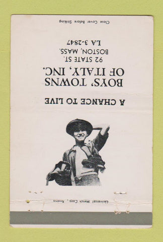 Matchbook Cover - Boy's Towns of Italy Boston MA 40 Strike