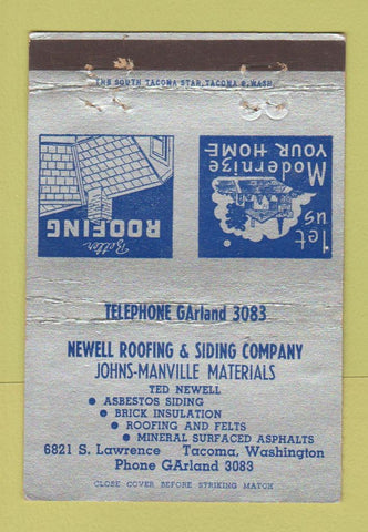 Matchbook Cover - Newell Roofing Siding Tacoma WA 40 Strike
