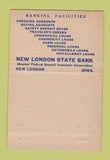 Matchbook Cover - New London State Bank IA low phone # BLUE 40 Strike