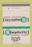 Matchbook Cover - Simplicity Engineering Durand MI 40 Strike