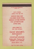 Matchbook Cover - Dave Singer's Restaurant Miami Beach FL 40 Strike