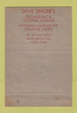 Matchbook Cover - Dave Singer's Restaurant Miami Beach FL 40 Strike