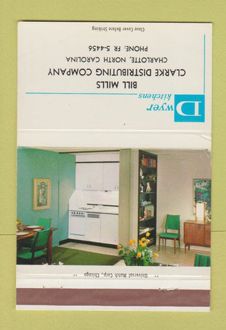 Matchbook Cover - Dwyer Kitchens Bill Mills Charlotte NC 40 Strike